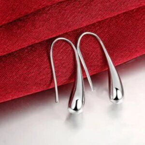 New 925 Sterling Silver Water Drop Earrings 1 in L